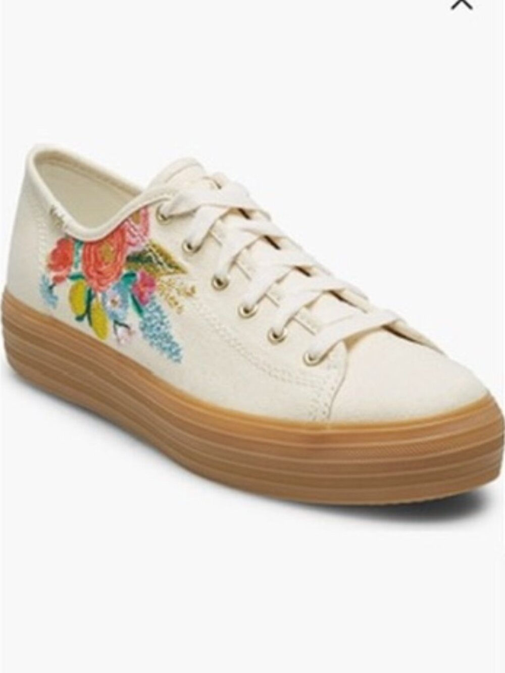 KEDS x Rifle Paper Co. Triple Kick Embroidered Garden Party Sneakers, Sz 8.5 US.